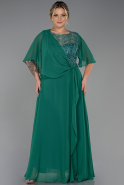 Длинное Шифоновое Вечернее Платье зелёный ABU3257