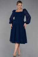 Большое Миди Шифоновое Платье Темно-синий ABK1753