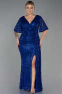 Длинное Вечернее Платье С Чешуйками Ярко-синий ABU2796