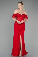 Длинное Вечернее Платье Из Кружева красный ABU3263