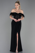 Длинное Вечернее Платье Из Кружева Черный ABU3263