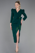 Миди Пригласительное Платье Изумрудно-зеленый ABK1821