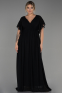 Длинное Шифоновое Вечернее Платье Черный ABU3276