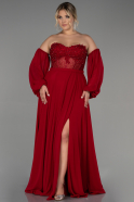 Длинное Шифоновое Вечернее Платье красный ABU4000