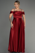 Большое Атласное Платье Бордовый ABU3277