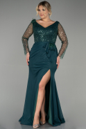 Длинное Вечернее Платье Изумрудно-зеленый ABU3283