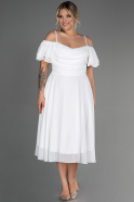 Большое Миди Шифоновое Платье Белый ABK1475
