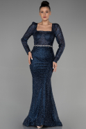 Длинное Вечернее Платье Русалка Темно-синий ABU3305