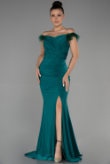 Длинное Вечернее Платье Изумрудно-зеленый ABU3308