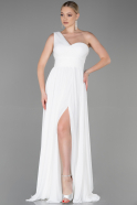 Длинное Шифоновое Вечернее Платье Белый ABU3309