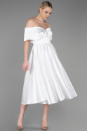 Миди Сатиновое Ночное Платье Белый ABK1846