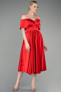 Миди Сатиновое Ночное Платье красный ABK1846