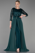 Длинное Вечернее Платье Изумрудно-зеленый ABT052