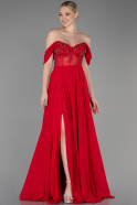 Длинное Шифоновое Вечернее Платье красный ABU3310