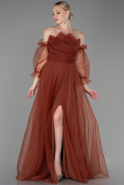 Длинное Вечернее Платье Цвет корицы ABU2076