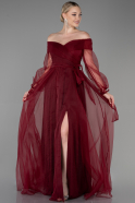 Длинное Помолвочное Платье Бордовый ABU1468