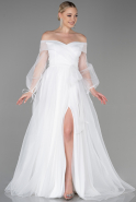 Длинное Помолвочное Платье Белый ABU1468