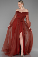 Длинное Помолвочное Платье Цвет корицы ABU1468