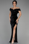 Длинное Велюровое Вечернее Платье Черный ABU3330