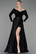 Длинное Вечернее Платье Черный ABU2083