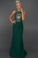 Длинное Вечернее Платье Изумрудно-зеленый ABU009