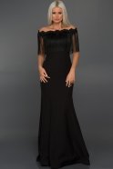 Длинное Вечернее Платье Черный ABU010