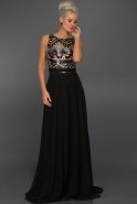 Длинное Вечернее Платье Черный-Золотой C7250