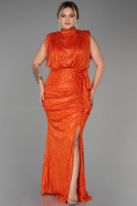 Длинное Вечернее Платье С Чешуйками Оранжевый ABU3115