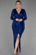 Длинное Вечернее Платье С Чешуйками Ярко-синий ABU3340