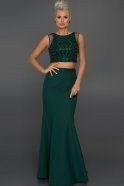 Длинное Вечернее Платье Изумрудно-зеленый ABU187