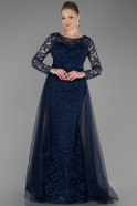 Длинное Вечернее Платье Темно-синий ABU2237