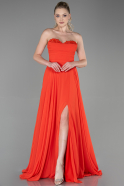 Длинное Шифоновое Вечернее Платье Оранжевый ABU3343