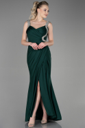 Длинное Вечернее Платье Изумрудно-зеленый ABU3270