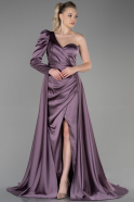 Длинное Атласное Вечернее Платье Лавандовый ABU1715