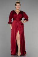Большое Атласное Платье Бордовый ABU3367