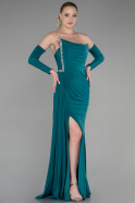 Длинное Вечернее Платье Изумрудно-зеленый ABU3342