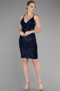 Короткое Вечернее Платье Темно-синий ABK1541