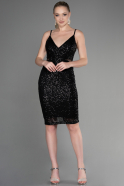 Короткое Вечернее Платье Черный ABK1541