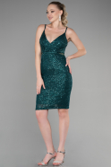 Короткое Вечернее Платье Изумрудно-зеленый ABK1541