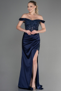 Длинное Вечернее Платье Темно-синий ABU3384