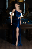 Длинное Велюровое Вечернее Платье Ярко-синий ABU2626