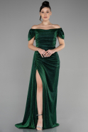 Длинное Вечернее Платье Изумрудно-зеленый ABU2657