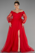 Длинное Свободное Вечернее Платье красный ABU1535