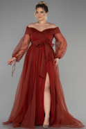 Длинное Свободное Вечернее Платье Цвет корицы ABU1535