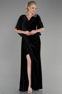 Длинное Бархатное Вечернее Платье Русалка Черный ABU3369