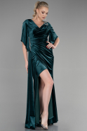 Длинное Бархатное Вечернее Платье Русалка Изумрудно-зеленый ABU3369