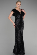 Длинное Вечернее Платье Русалка Черный ABU1481