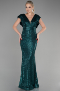 Длинное Вечернее Платье Русалка Изумрудно-зеленый ABU1481