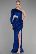 Длинное Вечернее Платье Ярко-синий ABU2749