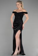 Длинное Вечернее Платье Черный ABU3384